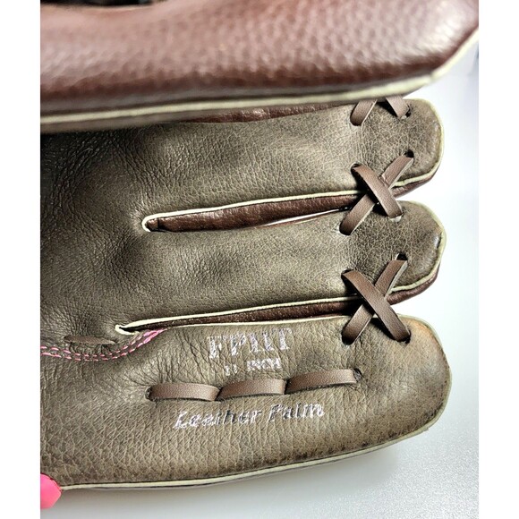 Rawlings 11" Softball Glove Leather Palm FP11T Brown with Pink Trim RHT - Picture 7 of 9